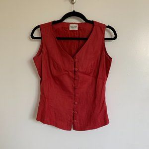 Linen Button Up Vest Top